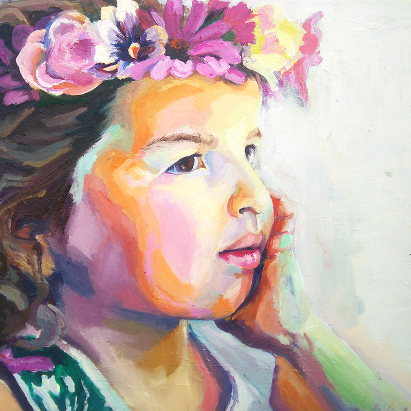 retrato, técnica mixta, acrílico, óleo